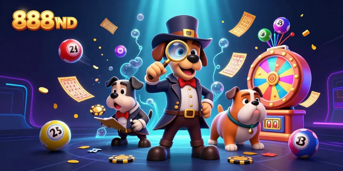 Engage with exciting 888VND gaming moments featuring colorful lottery balls and dynamic casino elements.