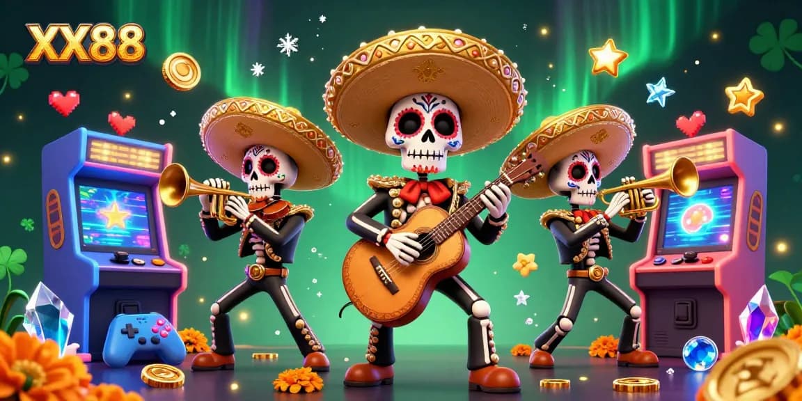 Experience thrilling gaming at XX88 with vibrant illustrations of a mariachi band and immersive casino elements.