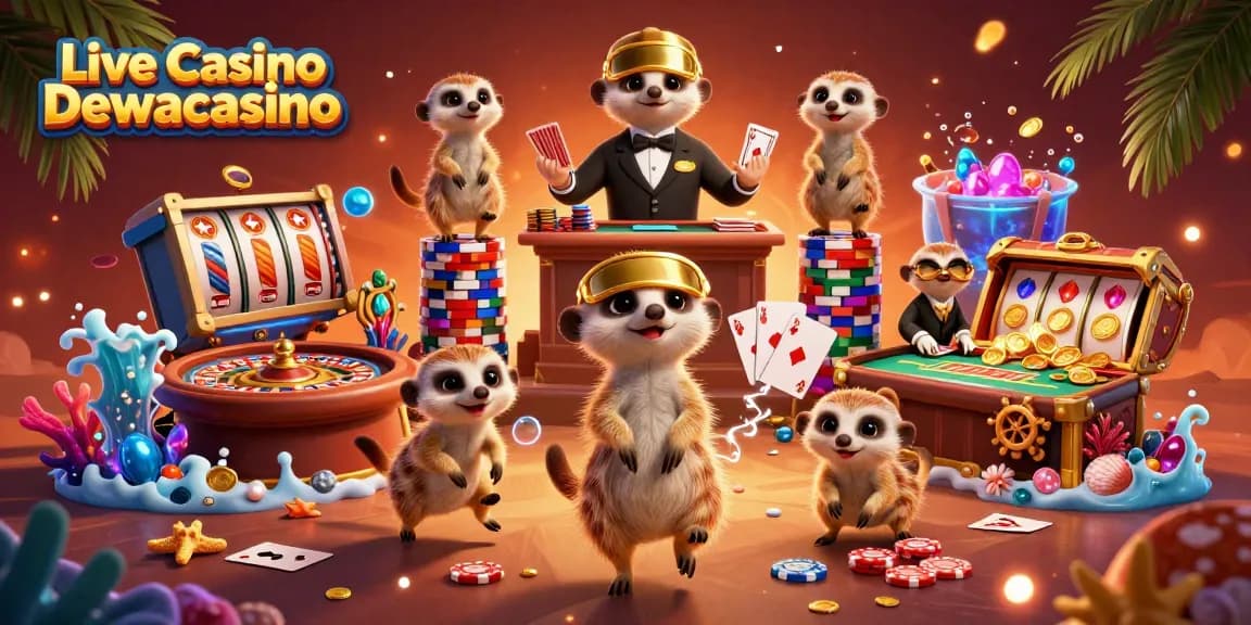 Engage with the thrilling action at Live Casino Dewacasino featuring playful meerkats in a dynamic gaming scene.