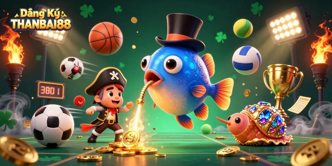 Engaging scene showcasing Đăng Ký THANBAI88 with vibrant casino elements and animated characters.