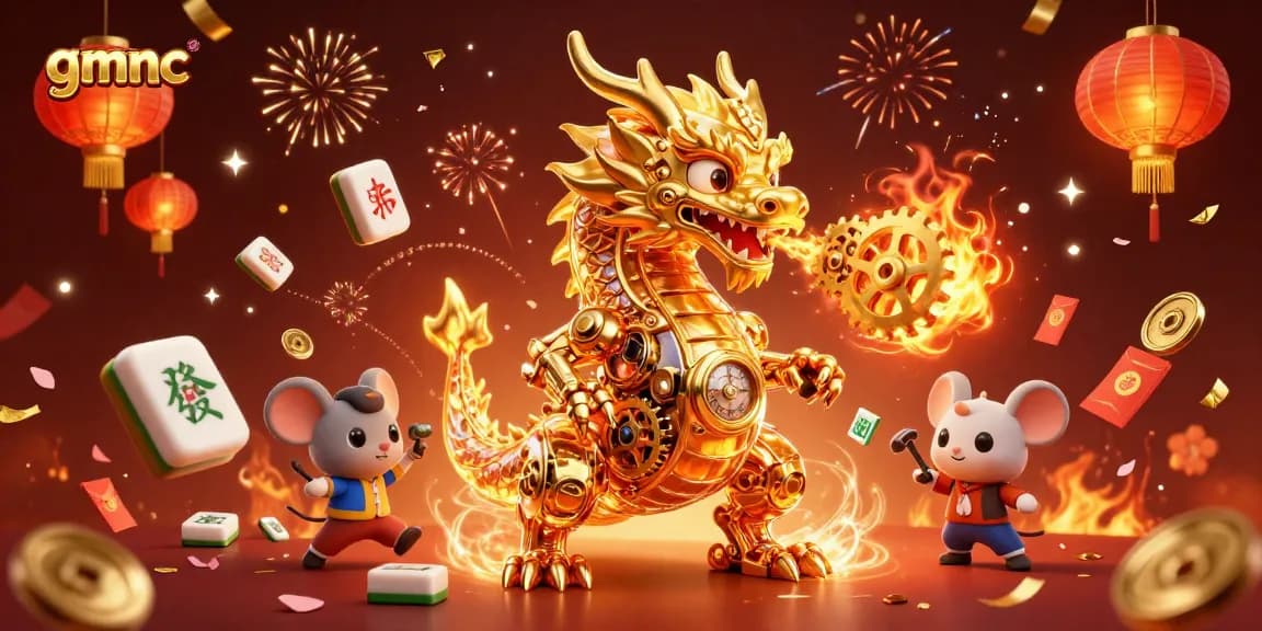 Engage with gmnc for a thrilling gaming adventure featuring a golden dragon and festive elements