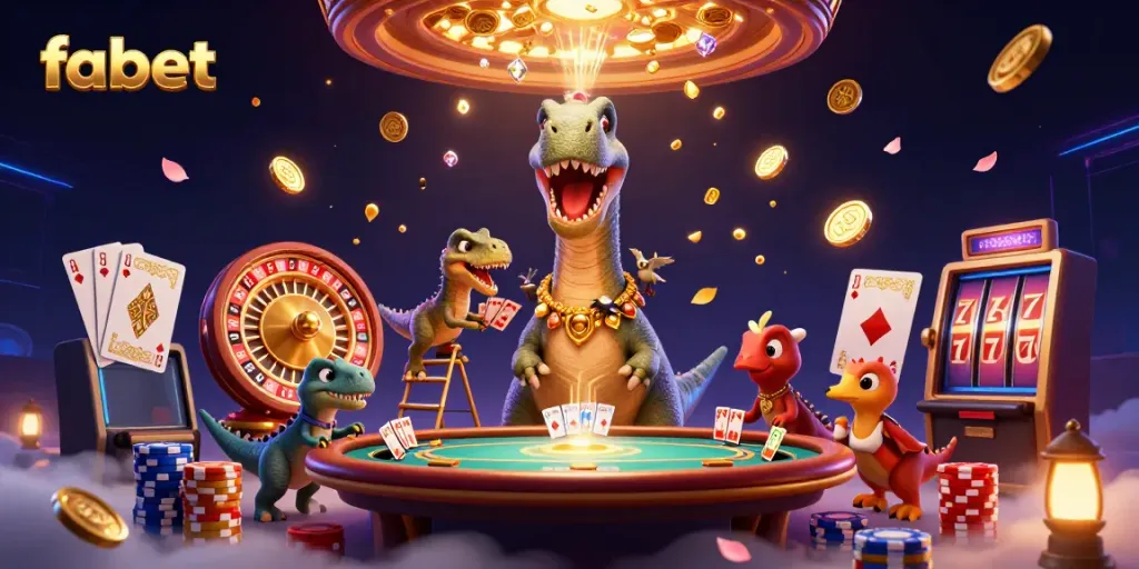 Win big at fabet with thrilling 3D visuals featuring vibrant casino elements and animated characters.