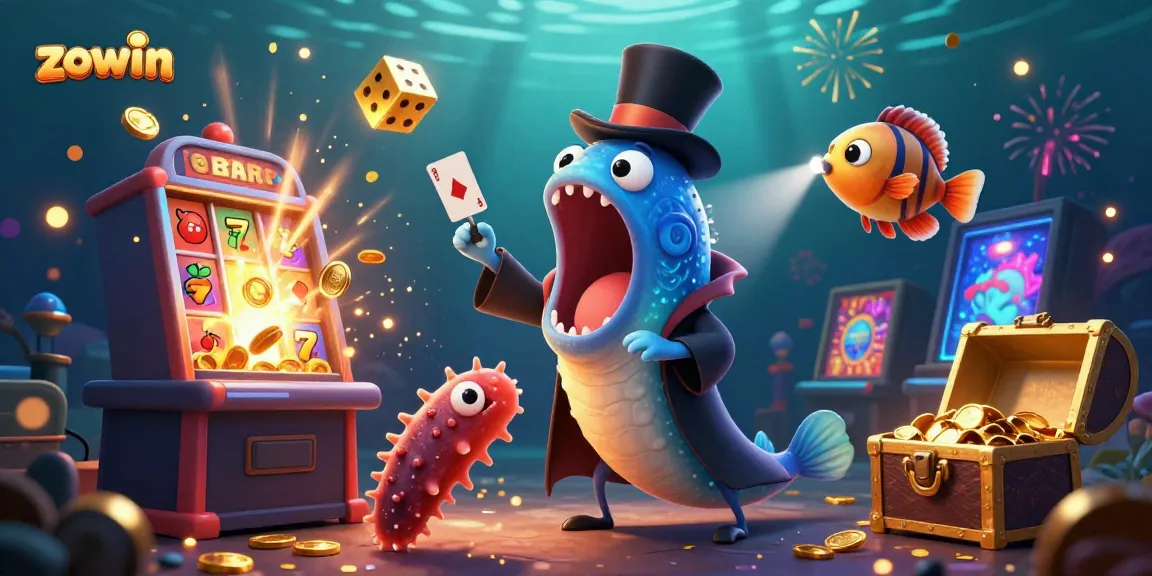 Experience thrilling jackpots with Zowin's exciting underwater casino world featuring vibrant characters and games.