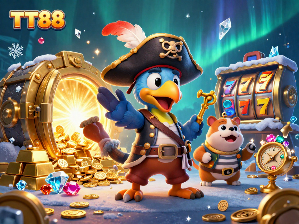 Engage with TT88's gaming paradise featuring a vibrant pirate theme and treasures.