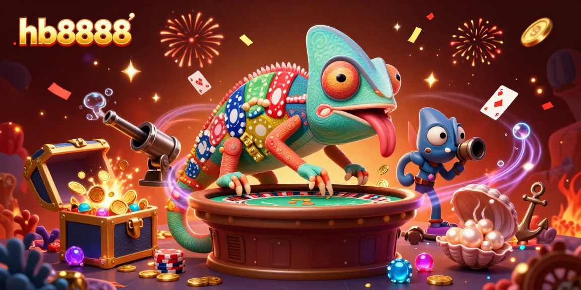 Experience thrilling gameplay with hb8888 and vibrant casino elements in a dynamic 3D illustration.