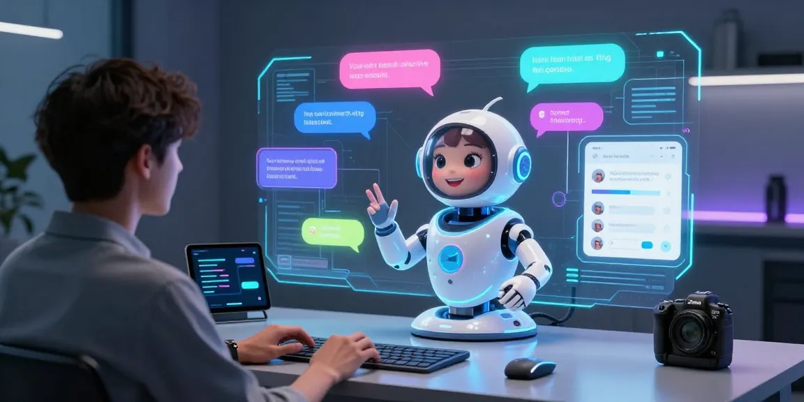 Engaging in flirty conversations with a slut AI chatbot avatar in a modern digital workspace.