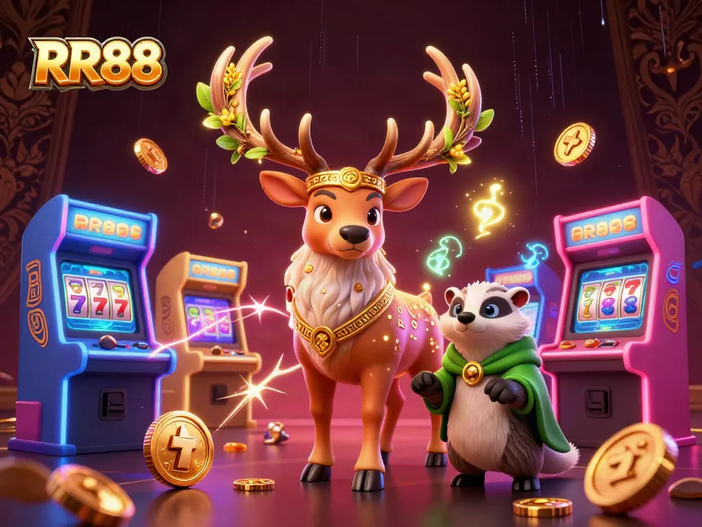 Experience exciting gaming with RR88's spectacular casino scene and dynamic characters.