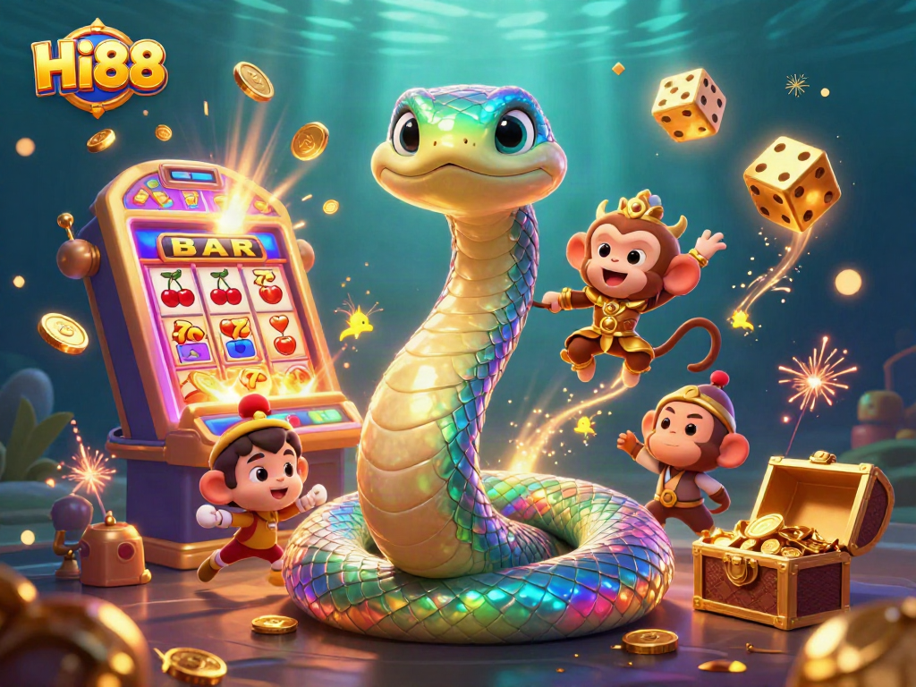 Spin jackpots and win at Hi88 with a vibrant casino scene featuring rich visuals of games and prizes.