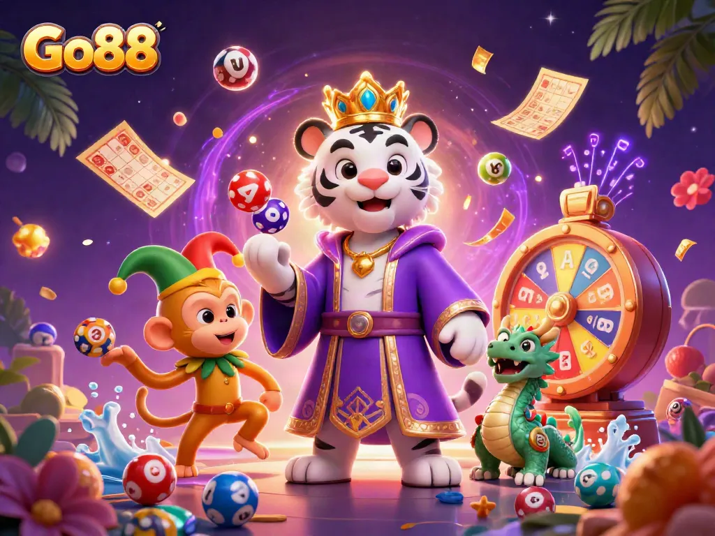 Experience thrilling games at Go88 with vibrant characters and dynamic casino elements.