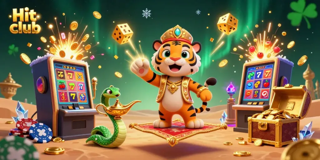 Engage with the Hit club casino experience featuring vibrant 3D characters and dynamic gaming elements.