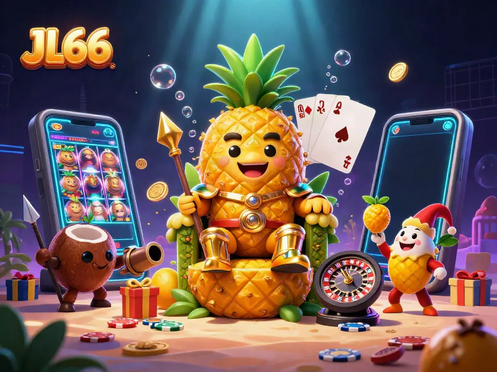 Engage with exciting JL66 games featuring vibrant characters in a colorful casino setting.