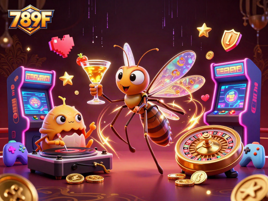 Experience exciting gaming with 789F, featuring a casino mascot and interactive elements.