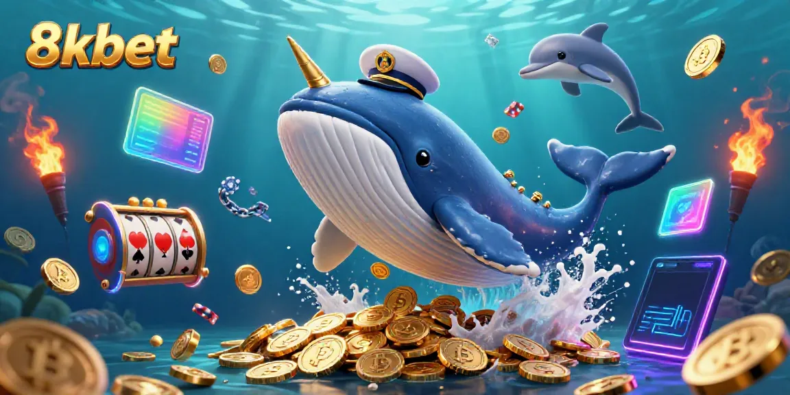 Experience thrilling gaming adventures with the colorful world of 8xbet featuring playful dolphins and a breaching whale.