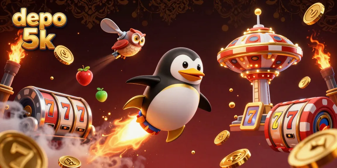 Engage in thrilling games with depo 5k at a vibrant 3D casino scene filled with excitement and rewards.