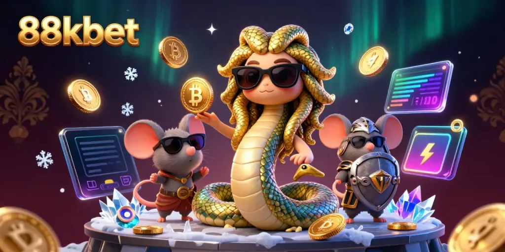 Engage in thrilling gaming experiences with 88kbet, featuring vibrant casino-themed characters in a dynamic scene.