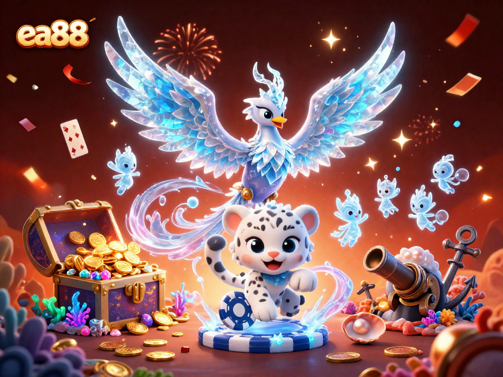Experience the thrill of ea88 gaming with a vibrant 3D phoenix and action-packed visuals.