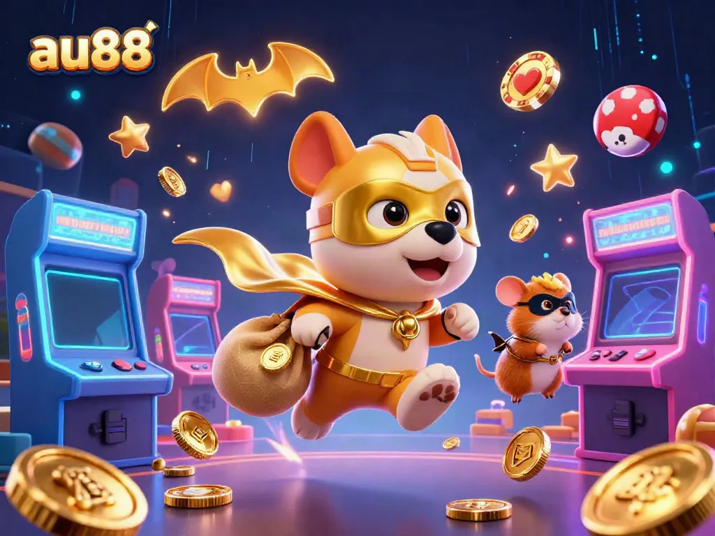 Experience the thrills of au88 with our vibrant 3D superhero illustration, showcasing a fun casino theme.