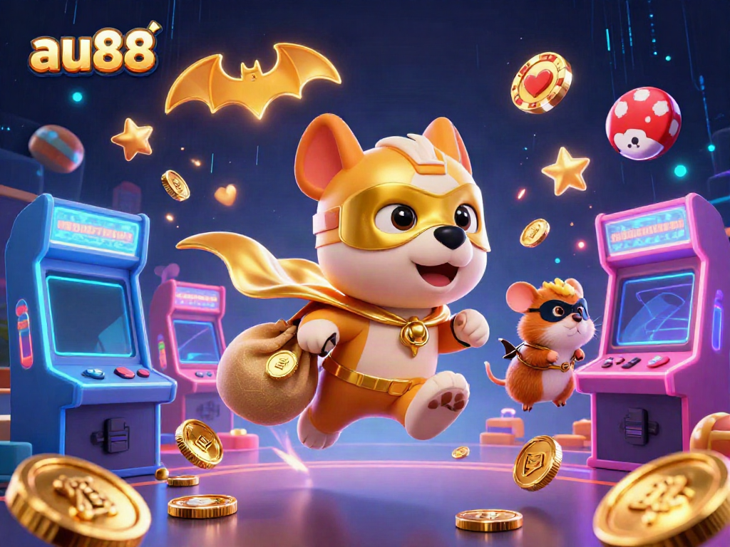 Experience the thrills of au88 with our vibrant 3D superhero illustration, showcasing a fun casino theme.