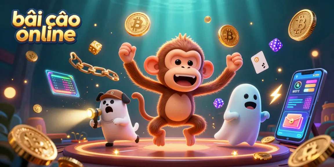 Engage in bài cào online with lively casino scene featuring playful elements and glowing coins.