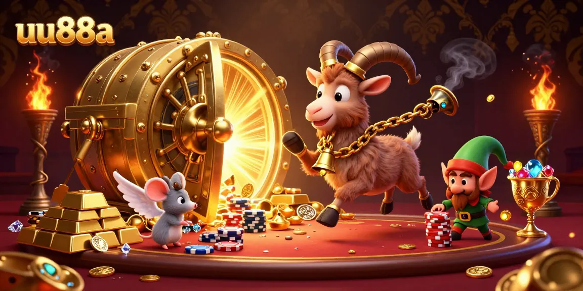 Engage with the festive chaos of uu88a's casino as elf gremlins steal chips amid gold and gems.