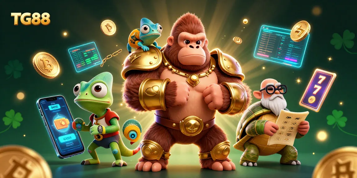 Experience the excitement of TG88 casino gaming with dynamic 3D characters and vibrant elements.