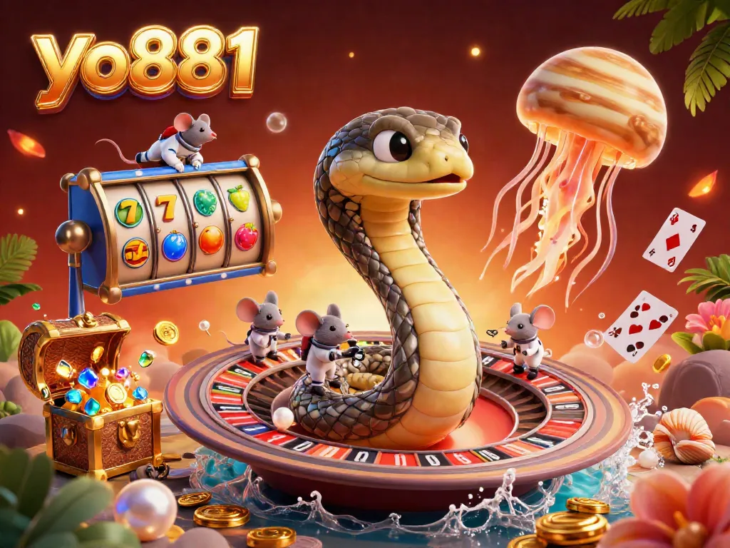 Bet on dynamic casino action at yo881 with 3D cartoon characters, slot games, and treasures.