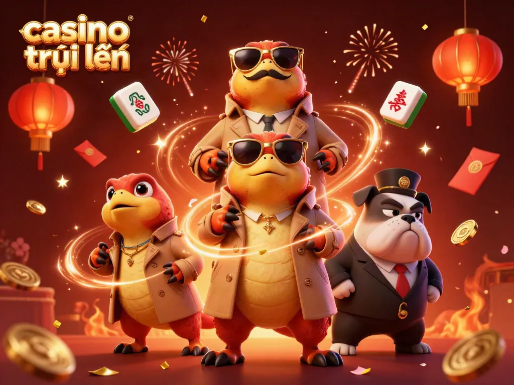 Experience the thrill of casino trực tuyến with vibrant raptors in a trench coat at a VIP lounge.