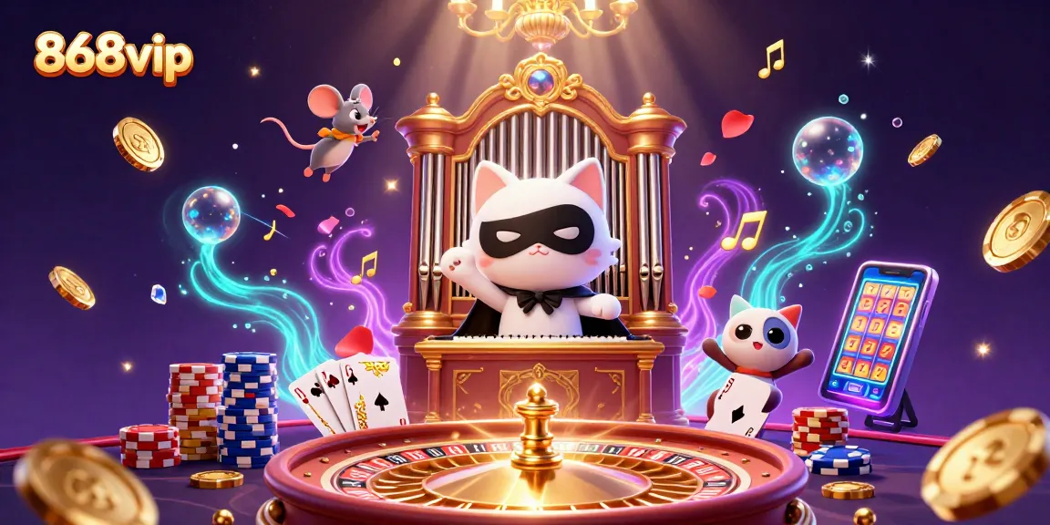 Experience 868vip through a captivating 3D casino scene of luck and excitement.