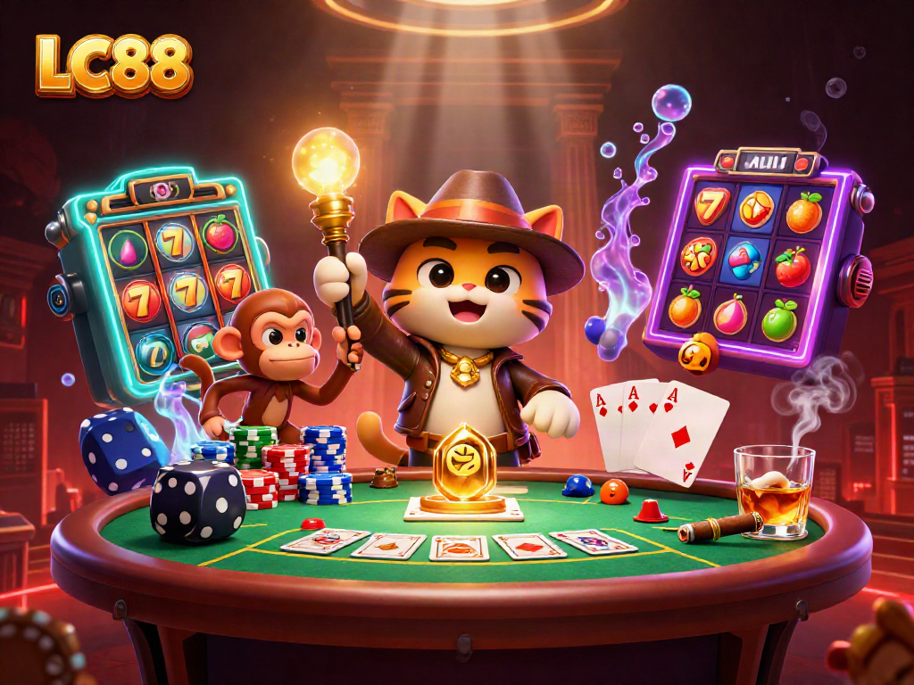 Join the LC88 adventure as the cat archaeologist uncovers hidden jackpot treasures in a vibrant casino.