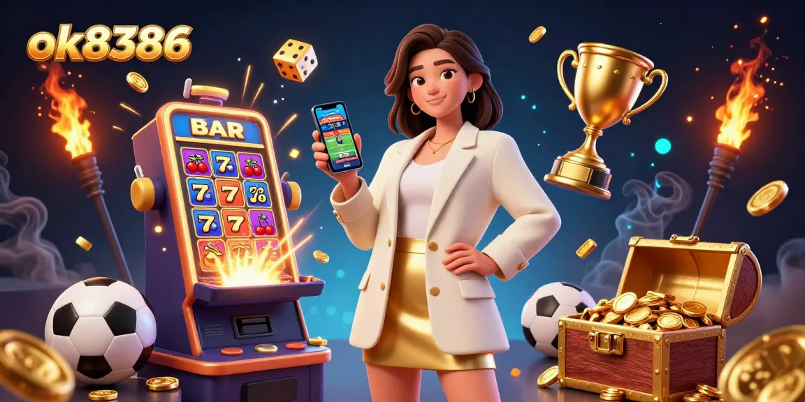 Engage with exciting ok8386 sports betting features in a vibrant illustration showcasing dynamic gaming action.