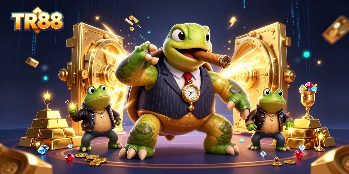 TR88 delivers an exhilarating casino vibe with a snapping turtle mobster surrounded by treasure and excitement.