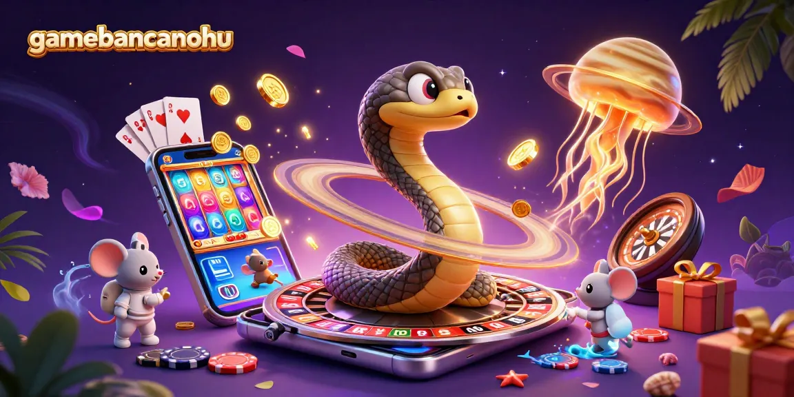 Experience gamebancanohu with vibrant cosmic gambling elements, featuring roulette and slot interactions.