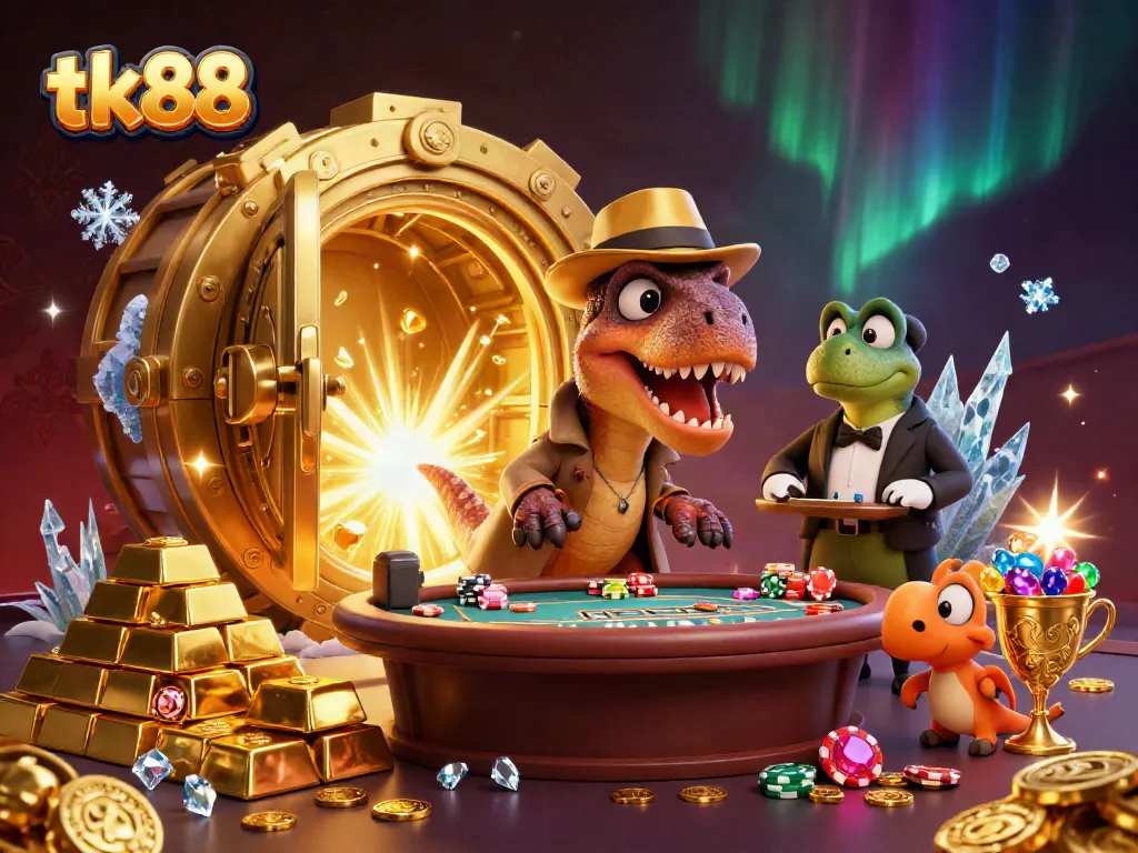 Experience thrilling blackjack action with tk88 as a clever velociraptor card counter tries to win.