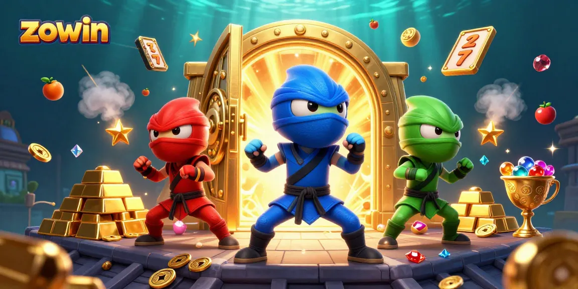 Experience thrilling action with zowin featuring ninja chameleons in a vibrant casino scene.