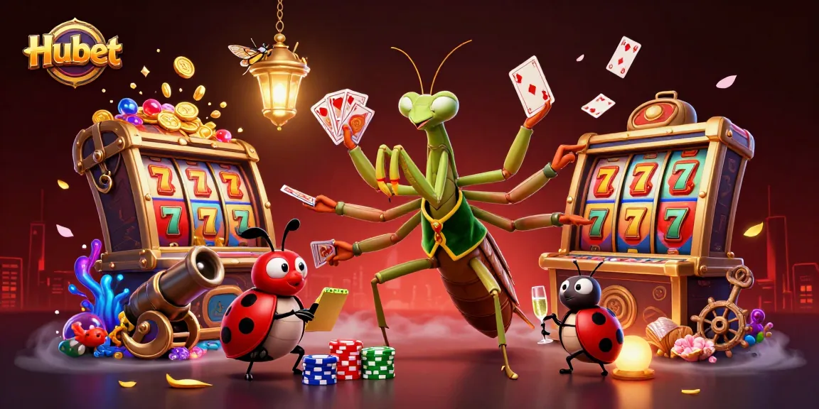 Experience exciting gaming at Hubet with a vibrant casino illustration showcasing diverse game elements.