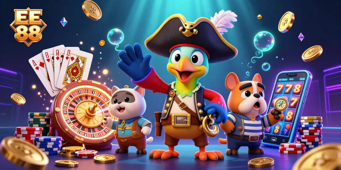 Experience the thrill of EE 88 online gaming with vibrant casino elements and engaging characters.