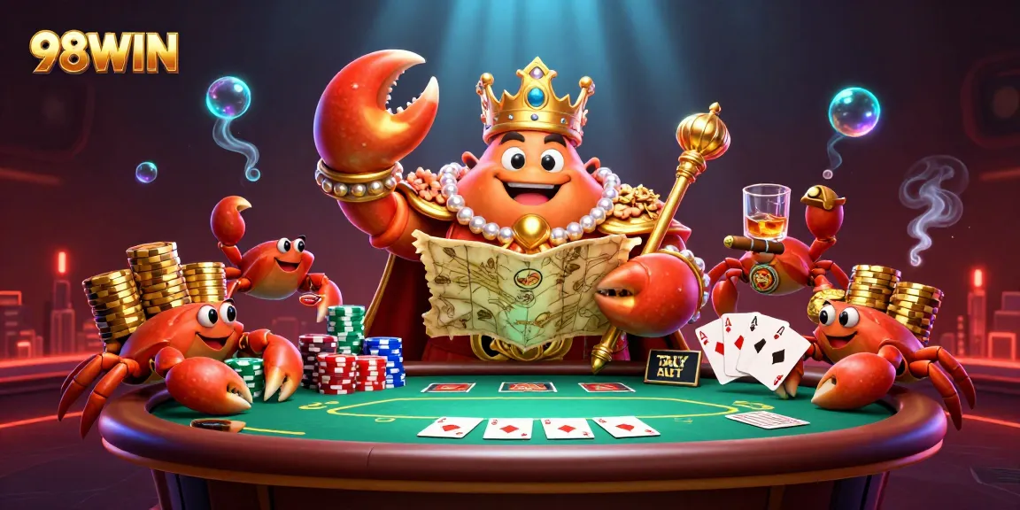 Try your luck at 98WIN with vibrant casino elements and a crab emperor in a thrilling atmosphere.