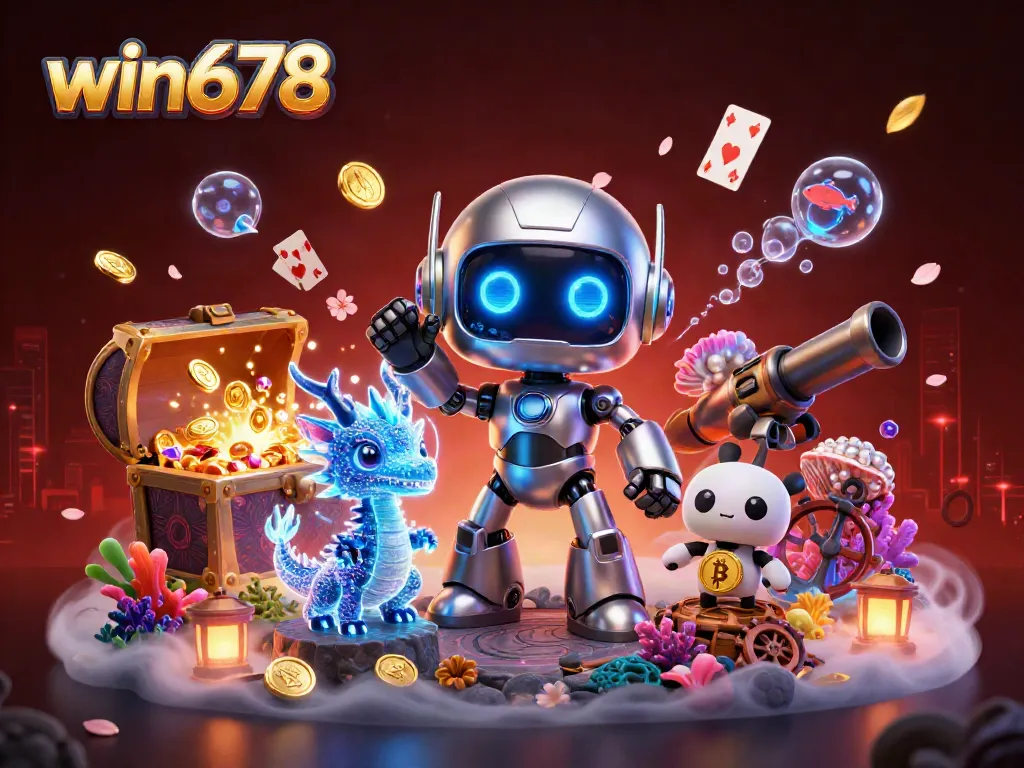 Engage with win678's thrilling casino experience featuring neon cyberpunk characters amid rich gaming elements.