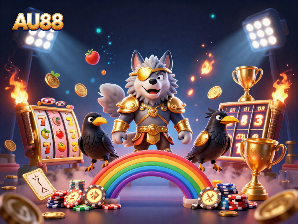 Engage with AU88's thrilling online casino experience featuring dynamic slot elements and Norse mythology characters.