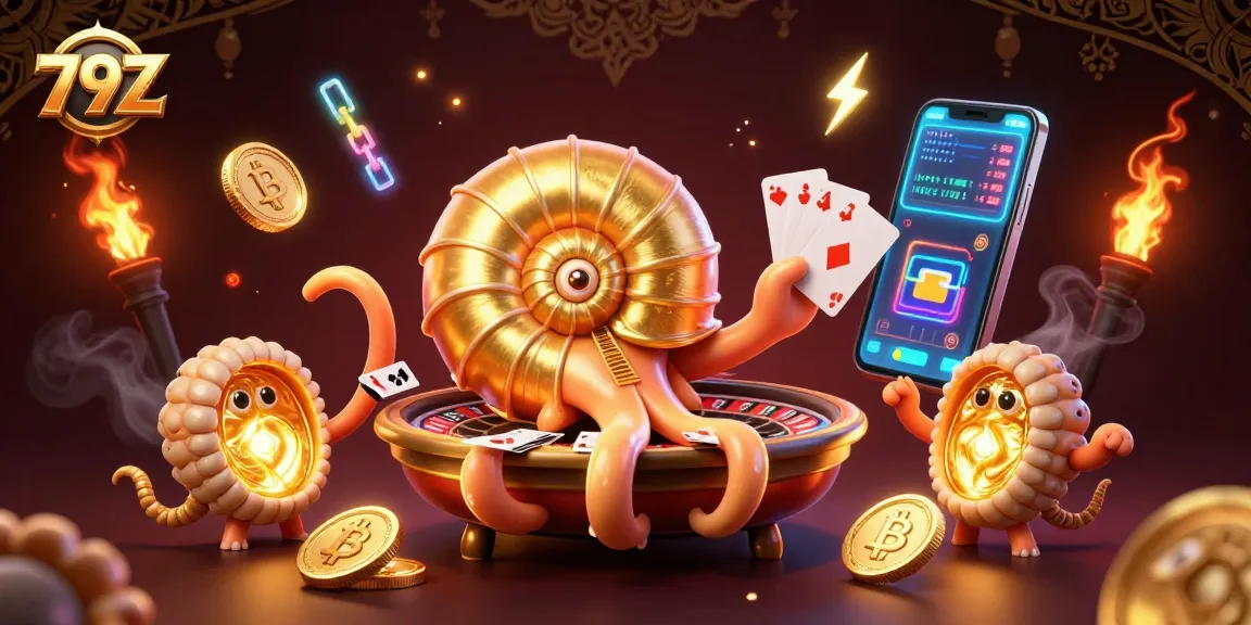 Engage in exhilarating gameplay with 79Z, illustrated with a giant nautilus as a roulette wheel.