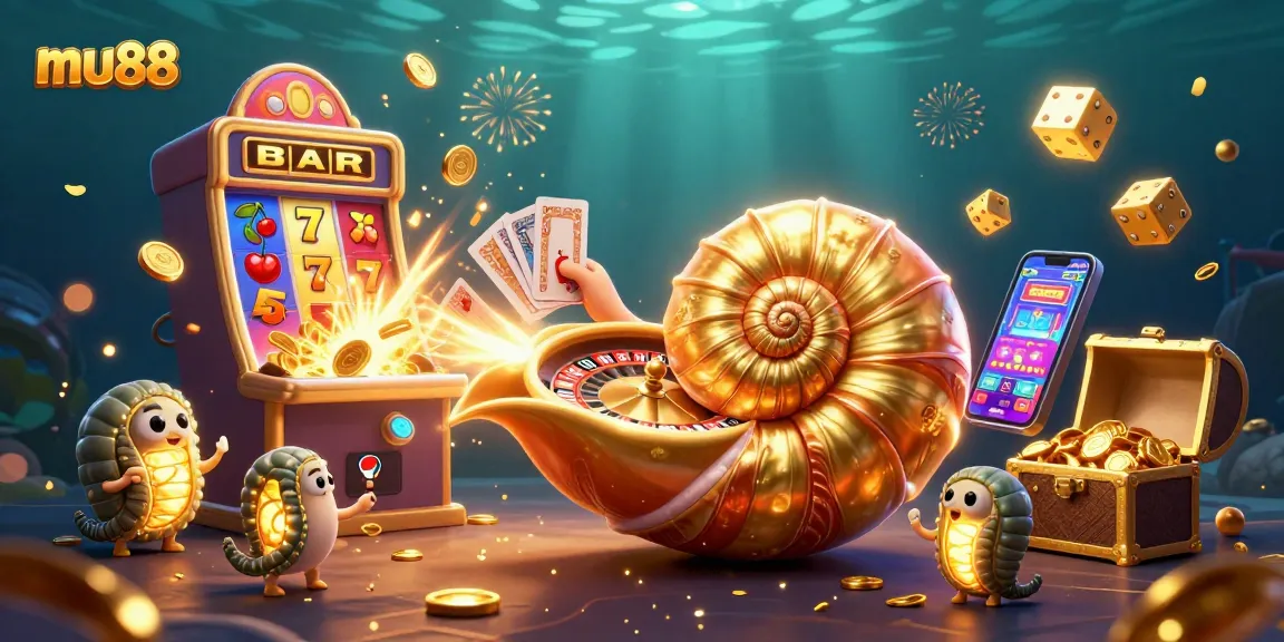 Engage with mu88's exciting gambling scene featuring a giant nautilus and a jackpot explosion.