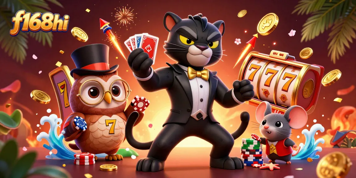 Experience thrilling casino gameplay at f168hi featuring unique characters in a vibrant setting.