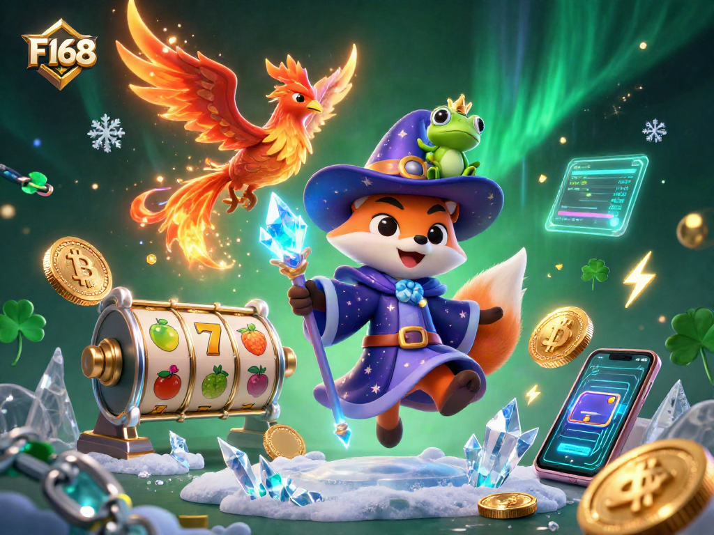 Bet and win big with F168 at a vibrant casino scene featuring dynamic elements and characters.
