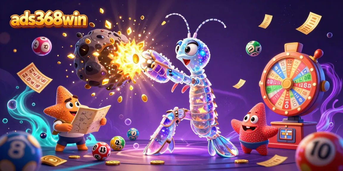 Experience thrilling excitement with ads368win as the galactic samurai mantis shrimp battles through exploding gems in a dynamic scene.