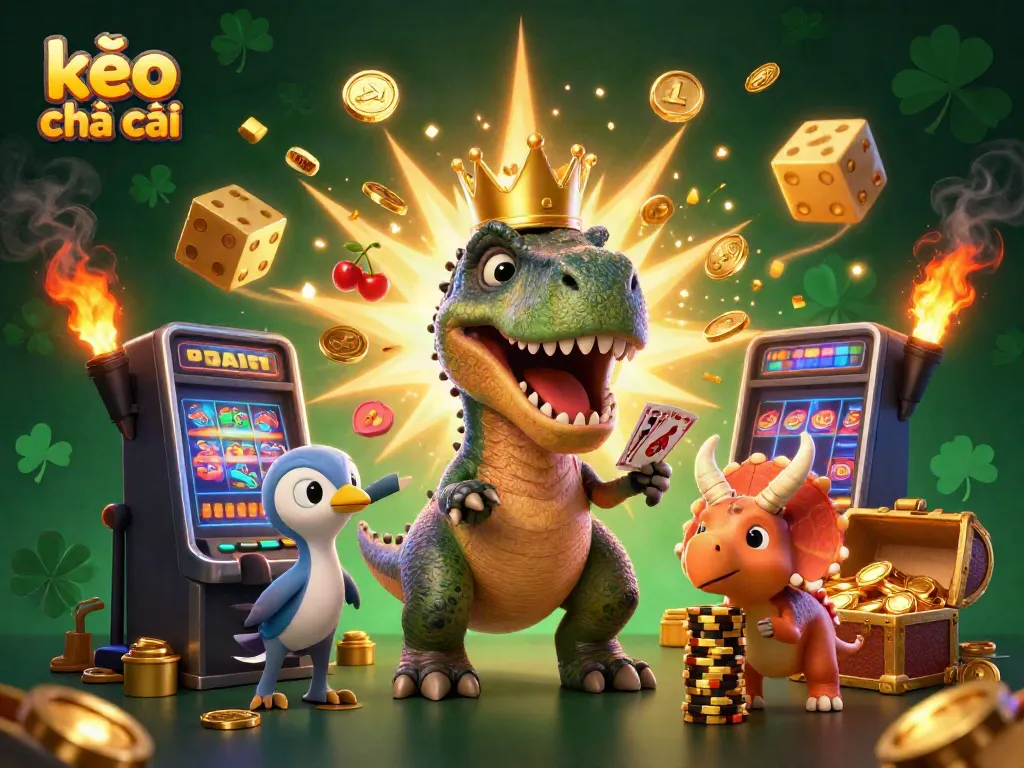 Experience excitement with kèo nhà cái as characters engage in thrilling betting action surrounded by casino elements.