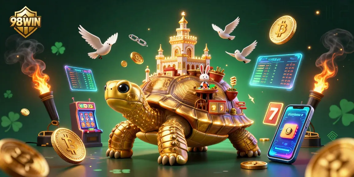 Experience thrilling gaming action at 98WIN, with a dynamic casino scene showcasing excitement and winning possibilities.