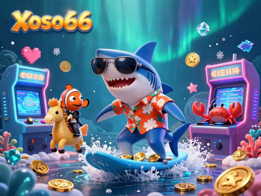 Xoso66 immerses players in vibrant casino fun surfing on waves of gold coins.
