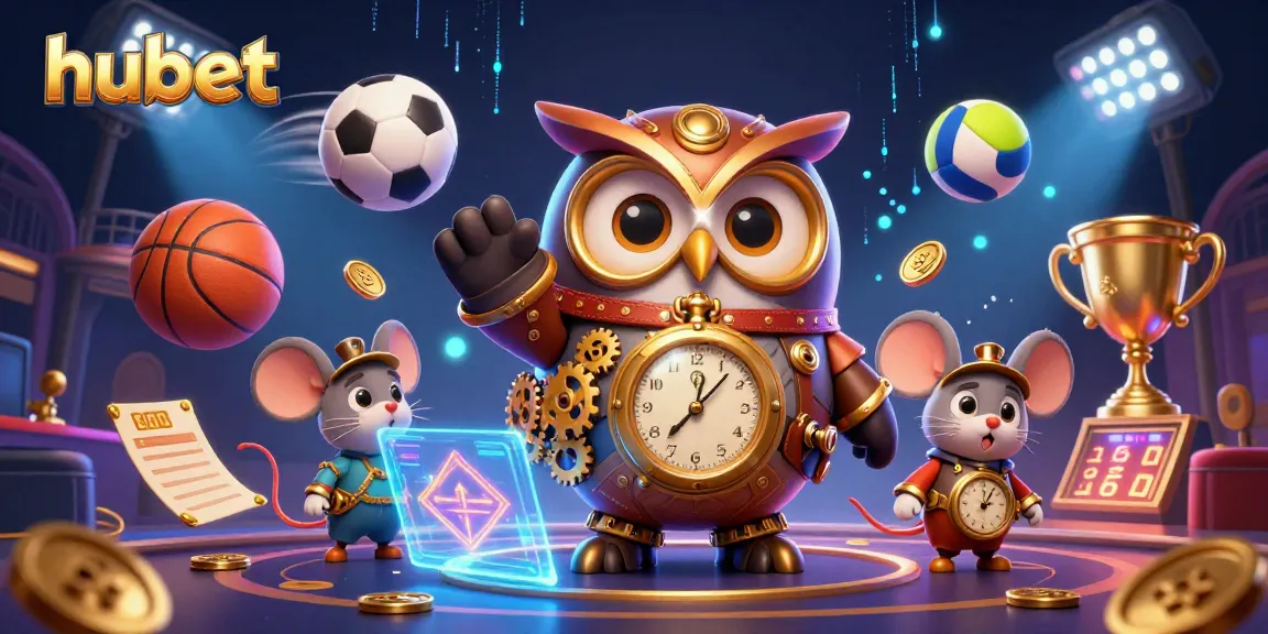 Engage in thrilling gameplay with hubet’s vibrant 3D casino scene featuring an owl and immersive elements.