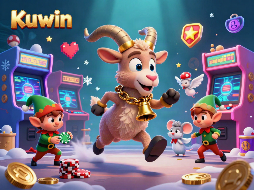 Kuwin offers exciting casino gaming with Krampus and elf gremlins in a festive scene filled with gaming elements.