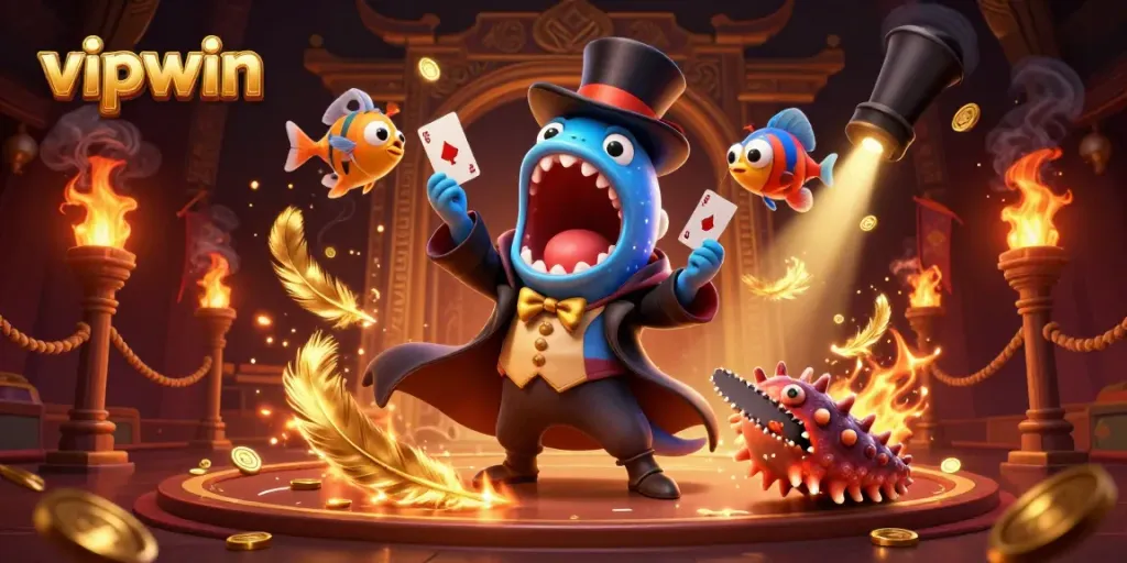 Experience exciting card tricks at vipwin with a comedic deep-sea magic act featuring unique marine characters.